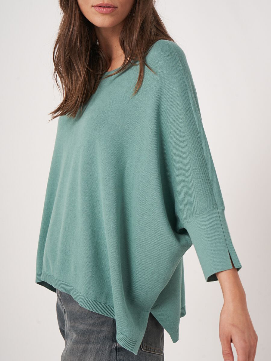 Oversized poncho-trui van katoenmix image number 3