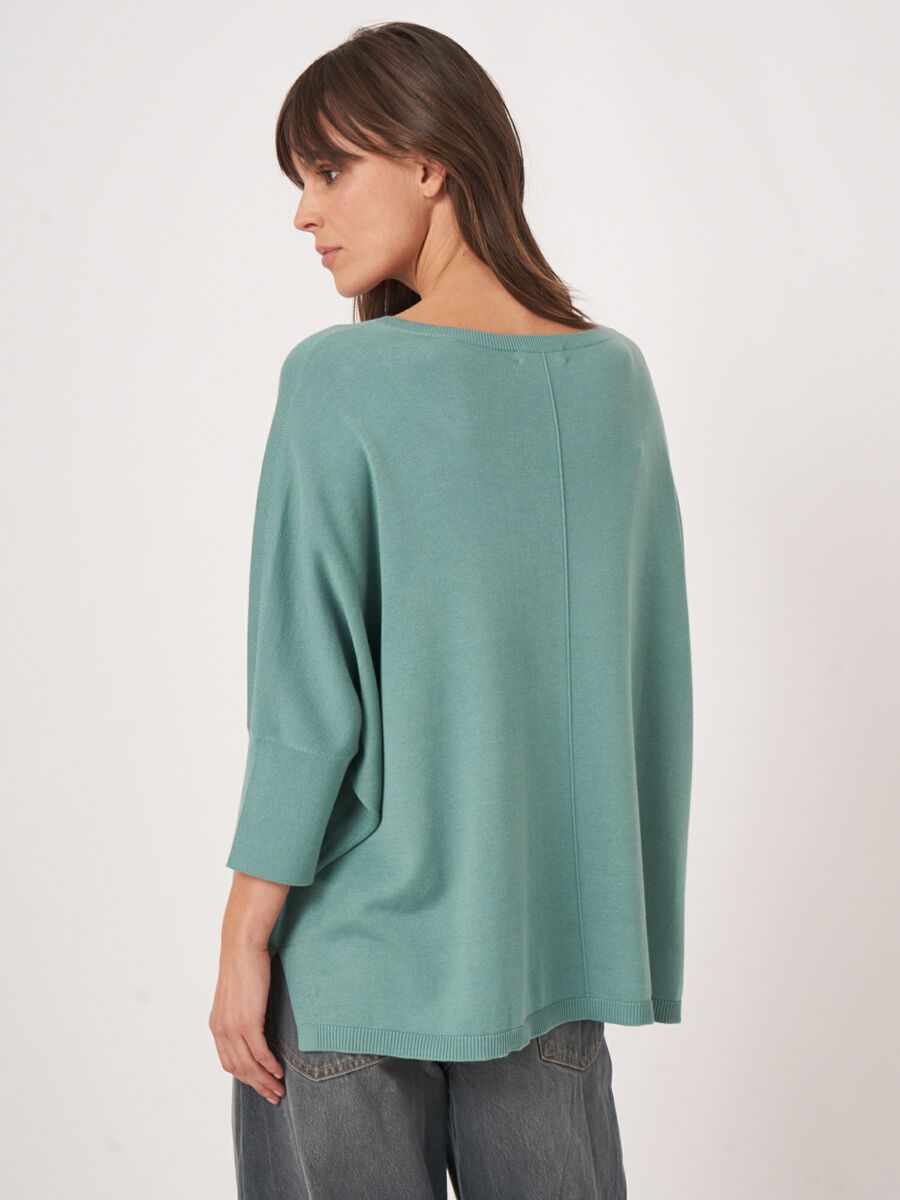 Oversized poncho-trui van katoenmix image number 4