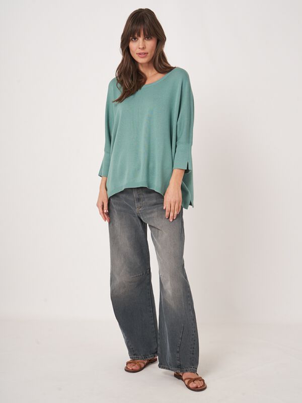 Oversize Poncho-Pullover aus Baumwollmischung image number 5