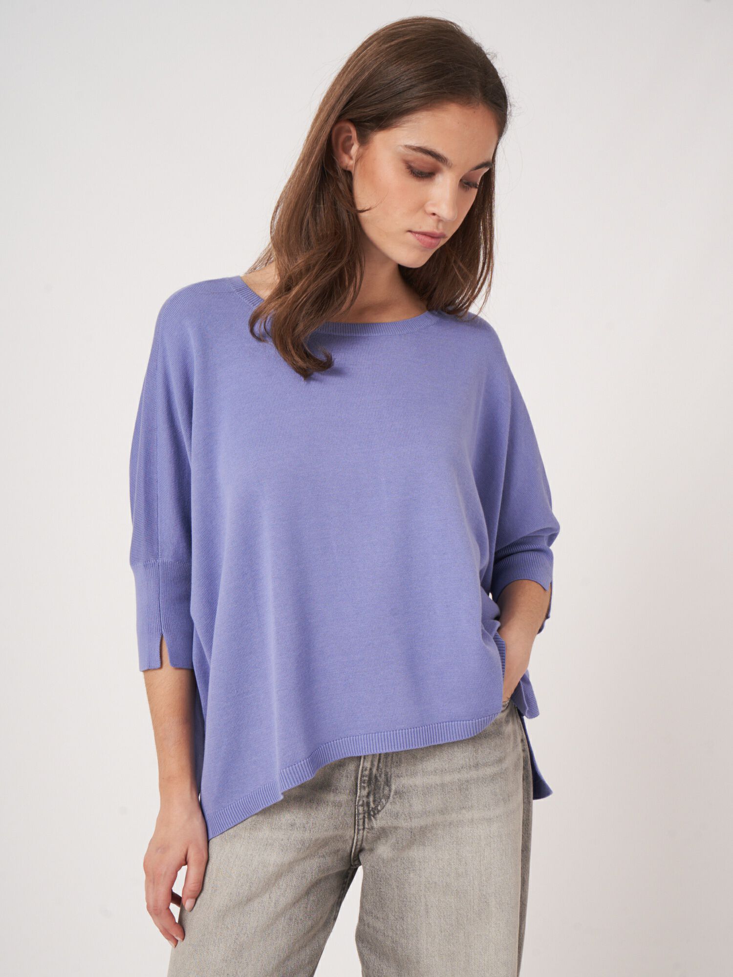 Oversized poncho-trui van katoenmix