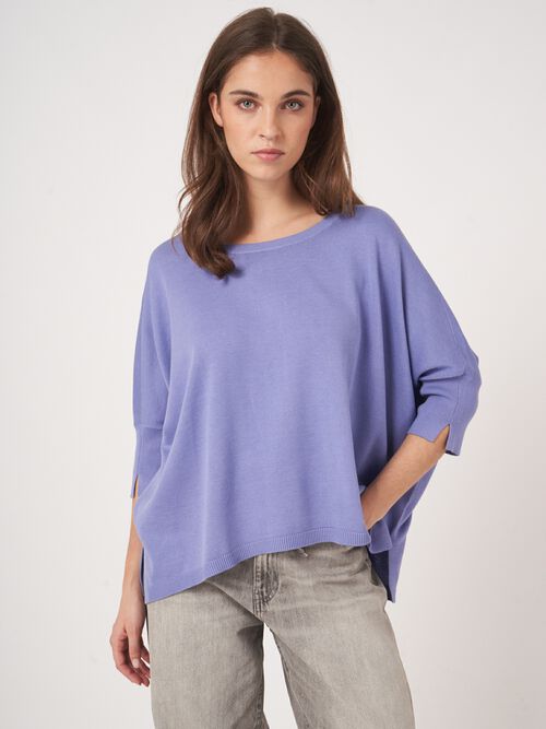 Oversized poncho-trui van katoenmix