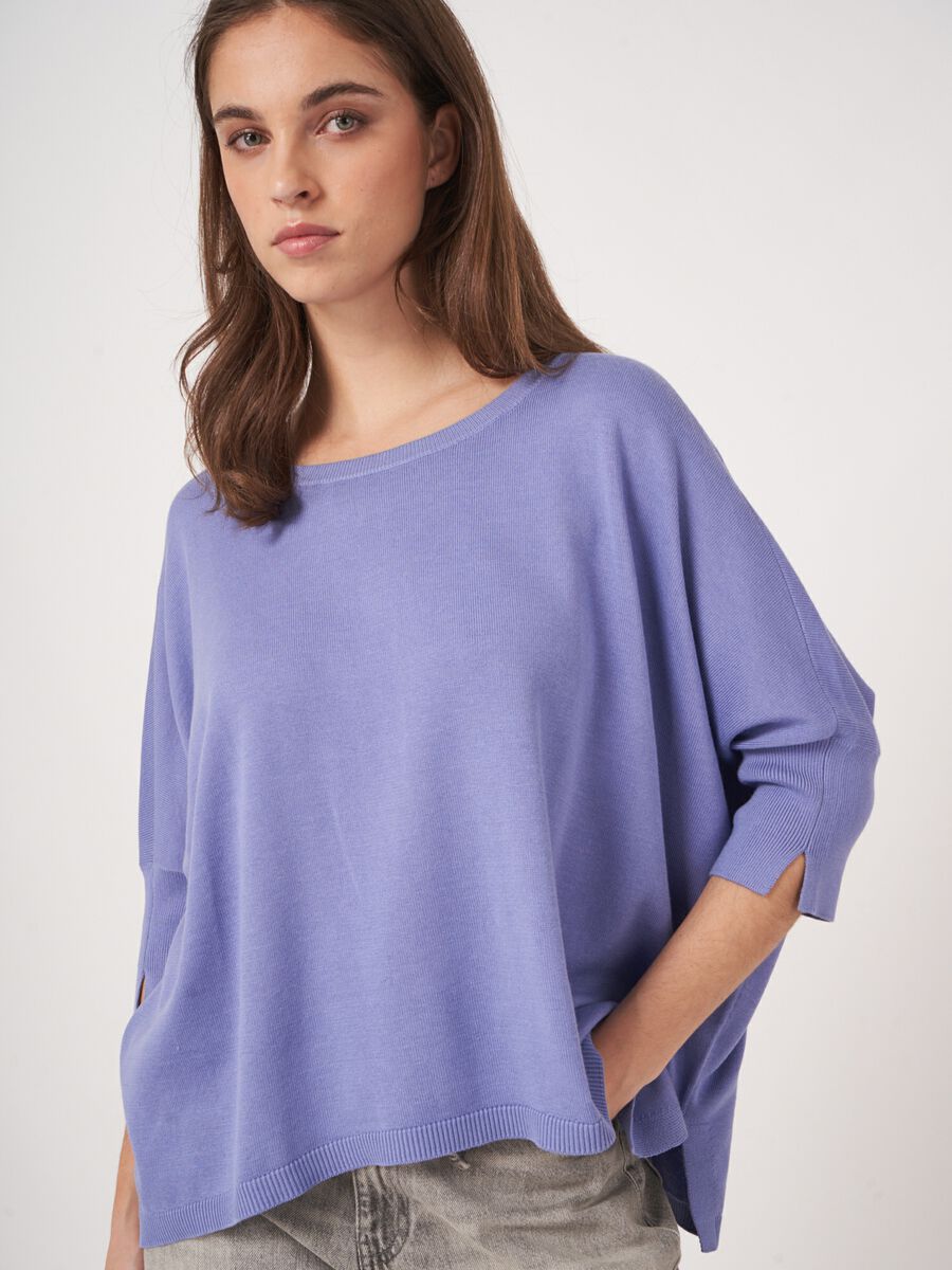 Pull poncho oversize en coton mélangé image number 2