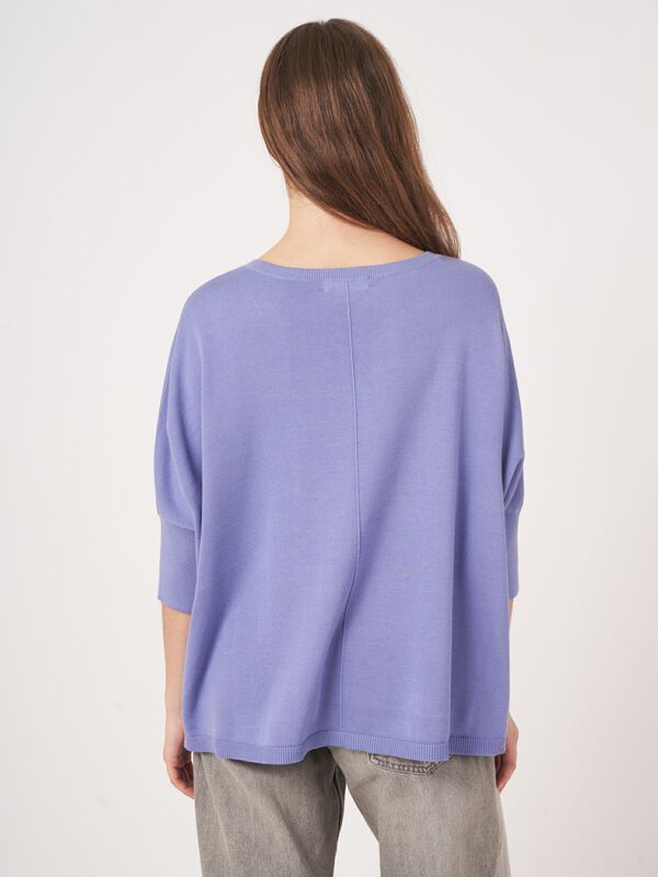 Oversized poncho-trui van katoenmix image number 3