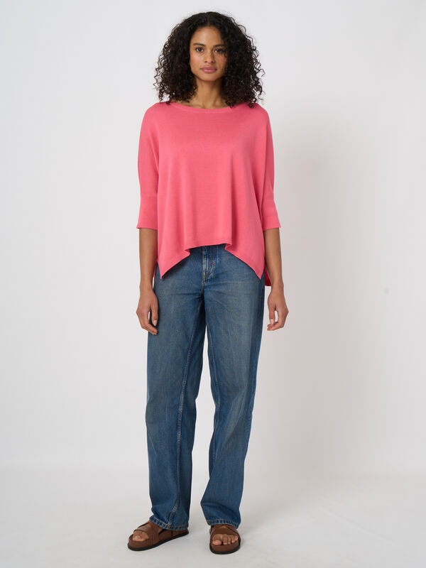 Oversize Poncho-Pullover aus Baumwollmix mit Bootsausschnitt image number 3