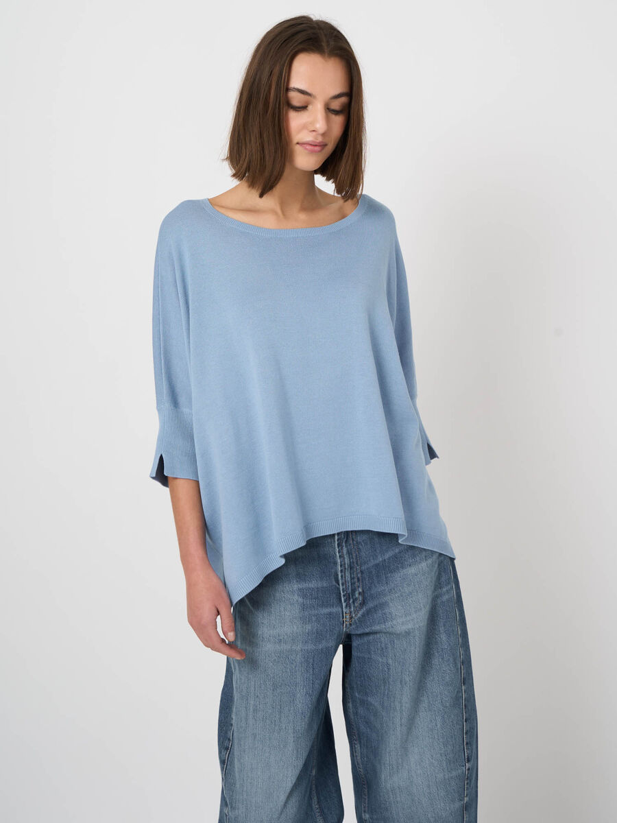 Oversize Poncho-Pullover aus Baumwollmix mit Bootsausschnitt image number 1