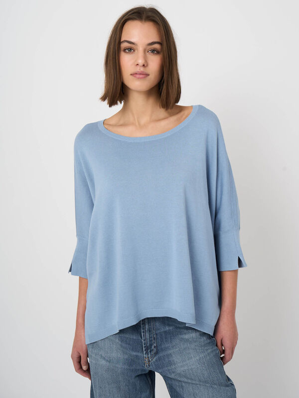 Oversize Poncho-Pullover aus Baumwollmix mit Bootsausschnitt image number 2