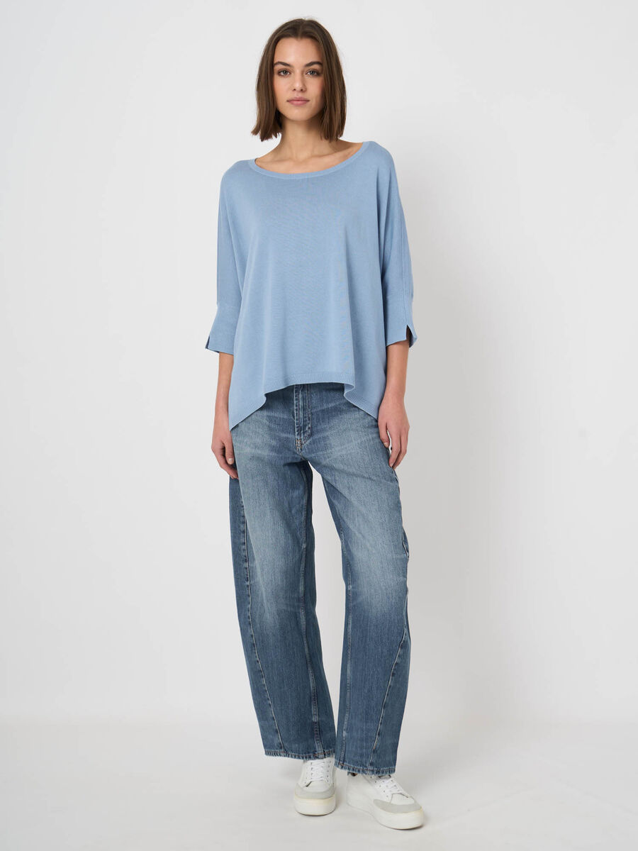 Oversize Poncho-Pullover aus Baumwollmix mit Bootsausschnitt image number 3