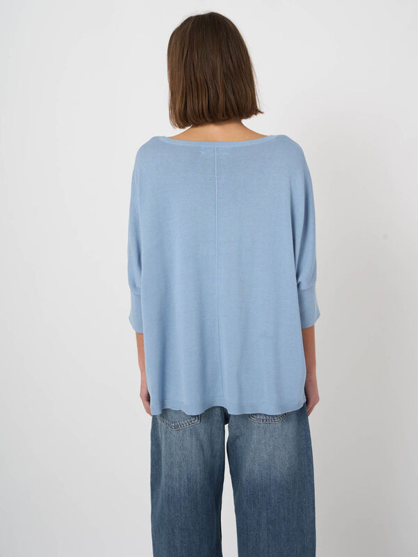 Oversize Poncho-Pullover aus Baumwollmix mit Bootsausschnitt image number 4