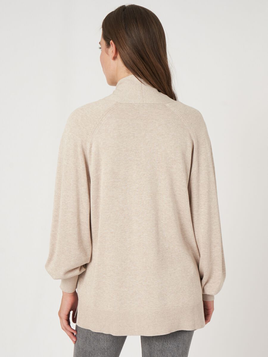 Fine knit cotton blend cardigan with pockets image number 1