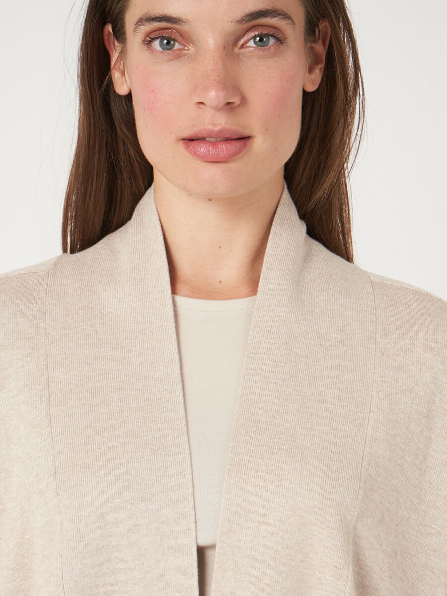 Fine knit cotton blend cardigan with pockets image number 3