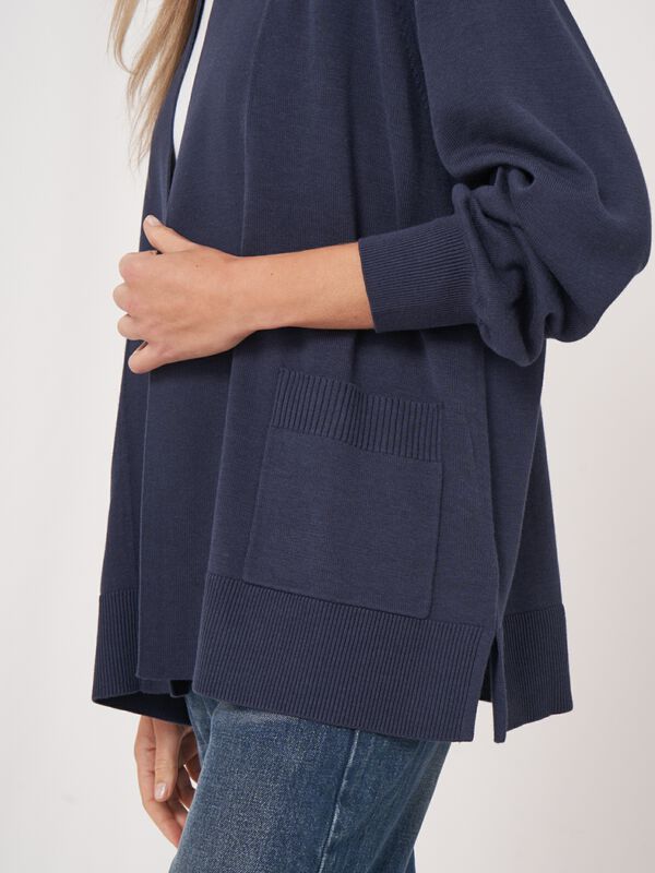 Feinstrick-Cardigan aus Baumwollmischung mit Taschen image number 2