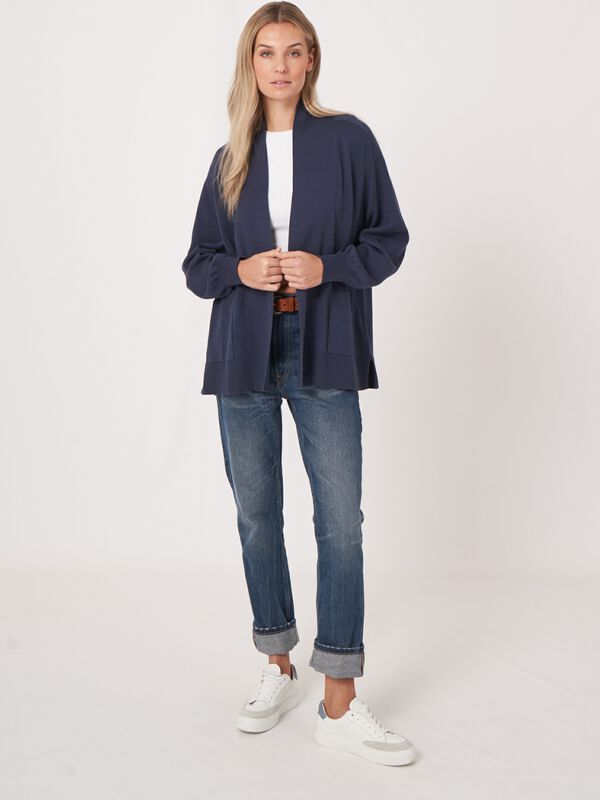 Feinstrick-Cardigan aus Baumwollmischung mit Taschen image number 4