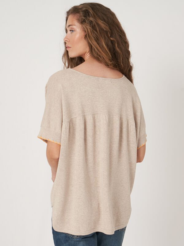 Loose fit cotton blend poncho sweater image number 1