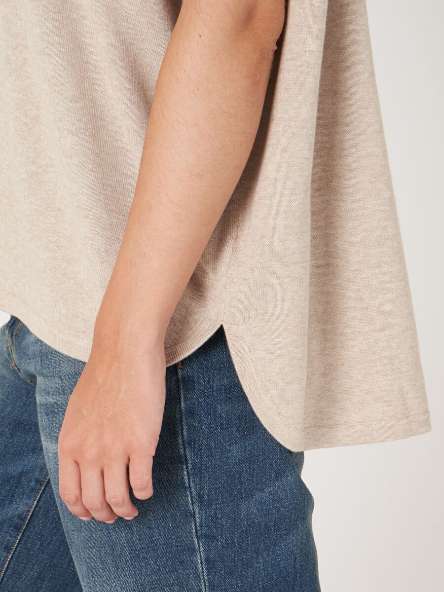 Loose fit poncho-trui van katoenmix image number 2