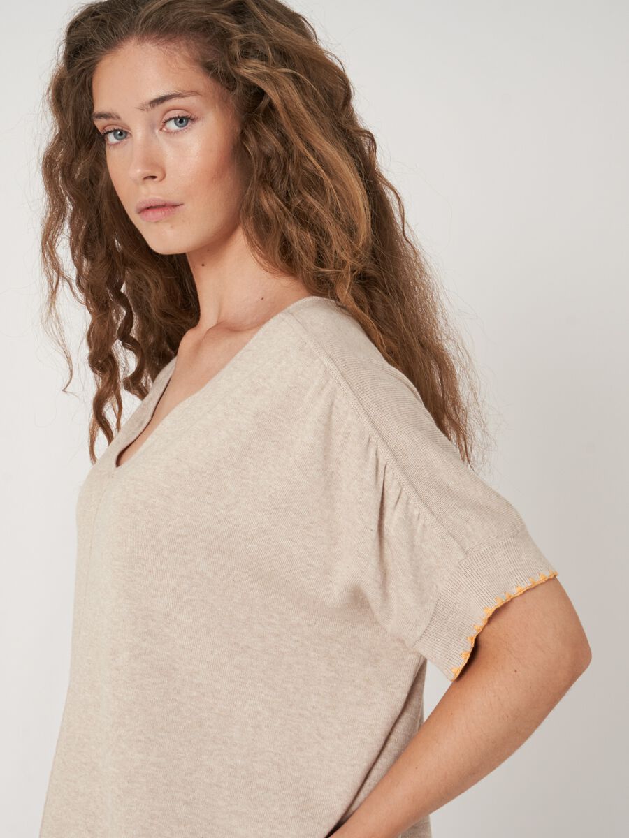 Loose fit poncho-trui van katoenmix image number 3
