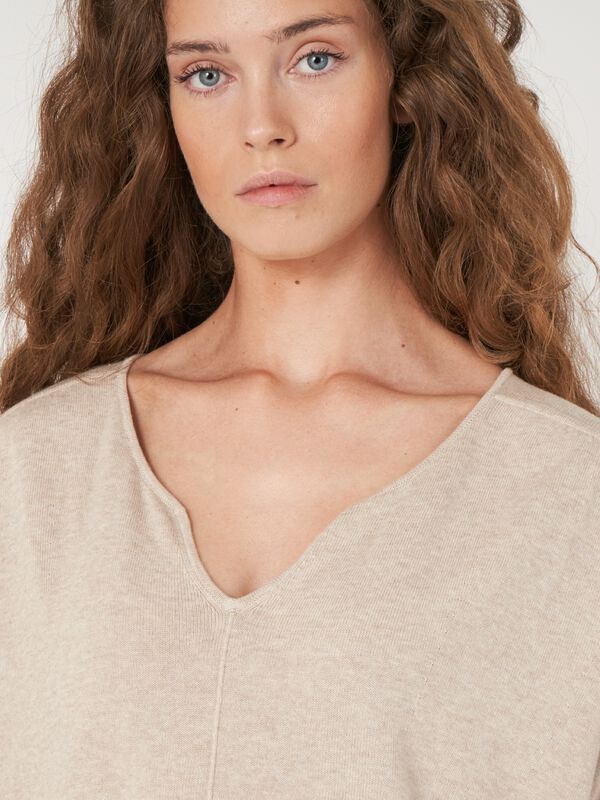 Loose fit cotton blend poncho sweater image number 4