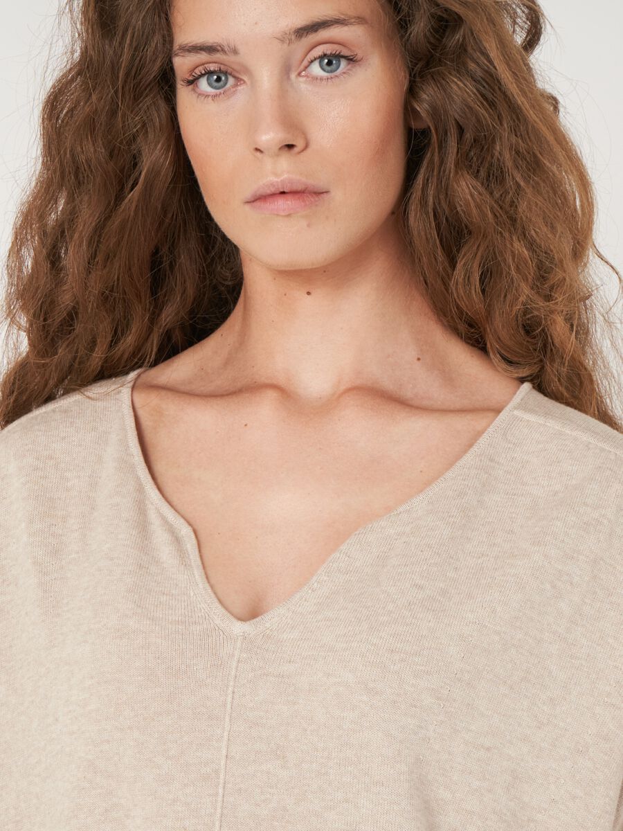 Loose fit poncho-trui van katoenmix image number 4