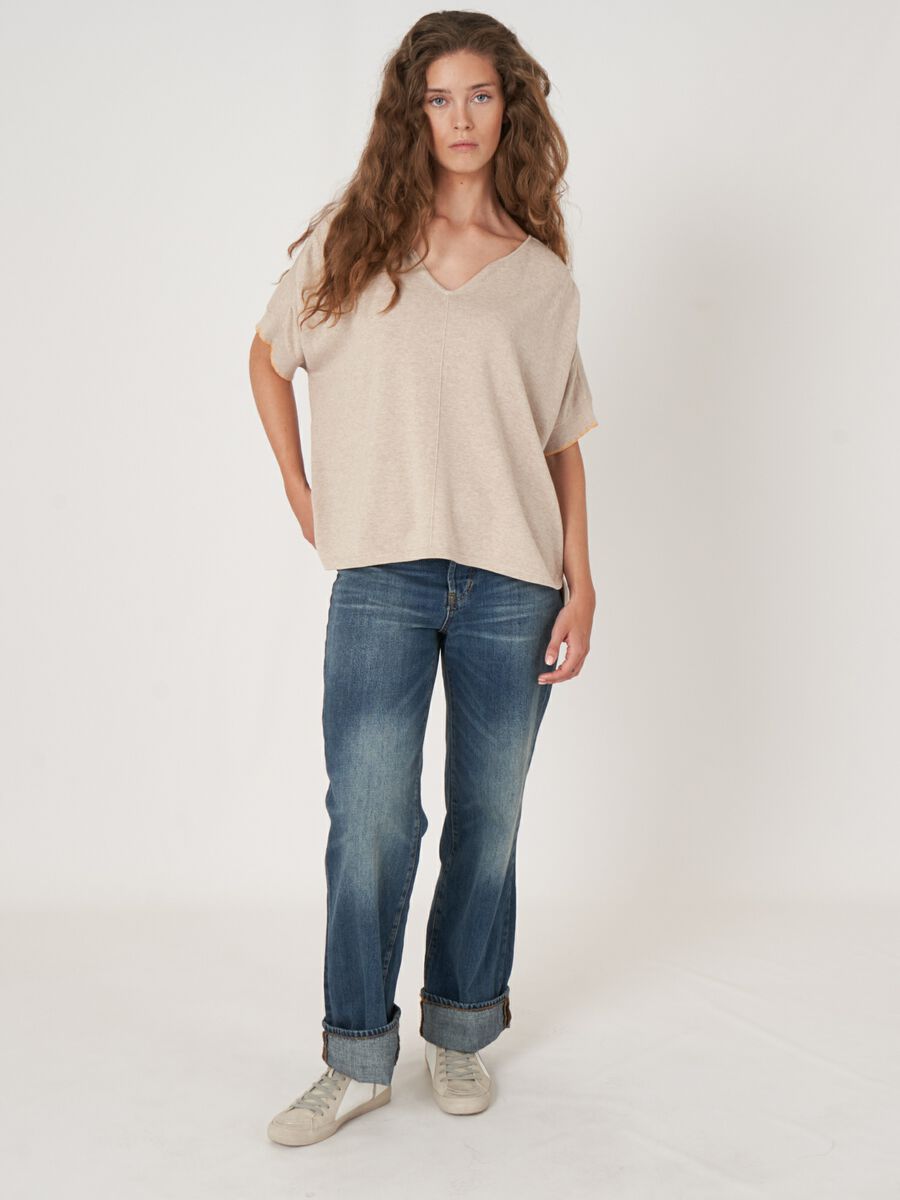 Loose fit poncho-trui van katoenmix image number 5