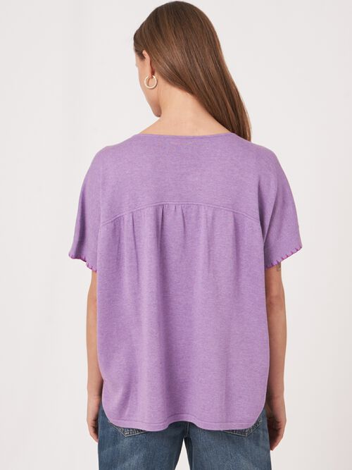 Loose fit poncho-trui van katoenmix