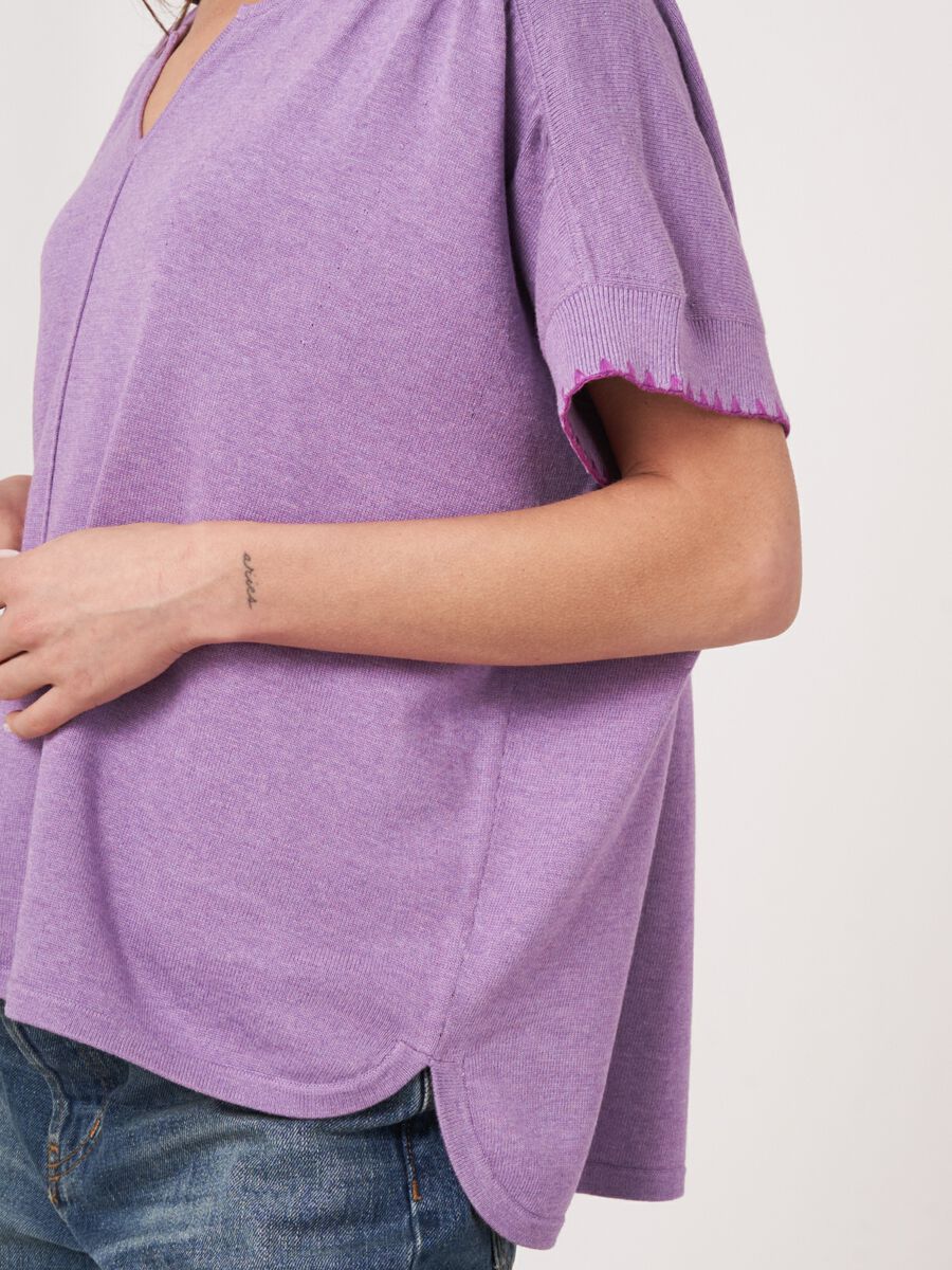 Loose fit poncho-trui van katoenmix image number 2