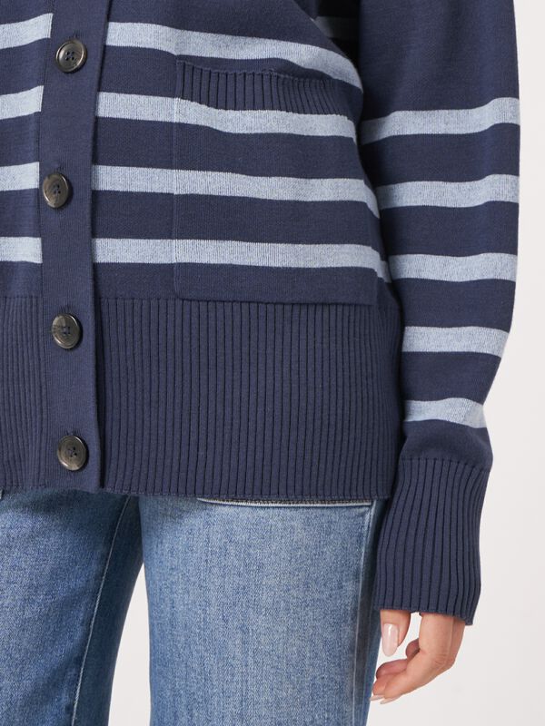 Cardigan van katoenmix met strepen image number 4