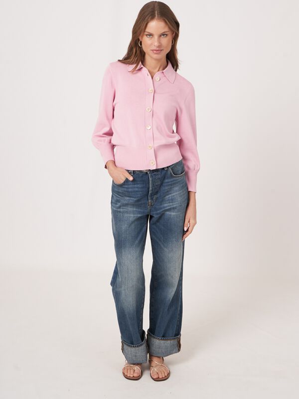 Polo neck cardigan with buttons image number 4