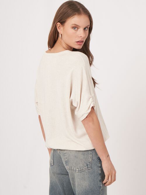 Loose fit katoenen trui met elastische zoom