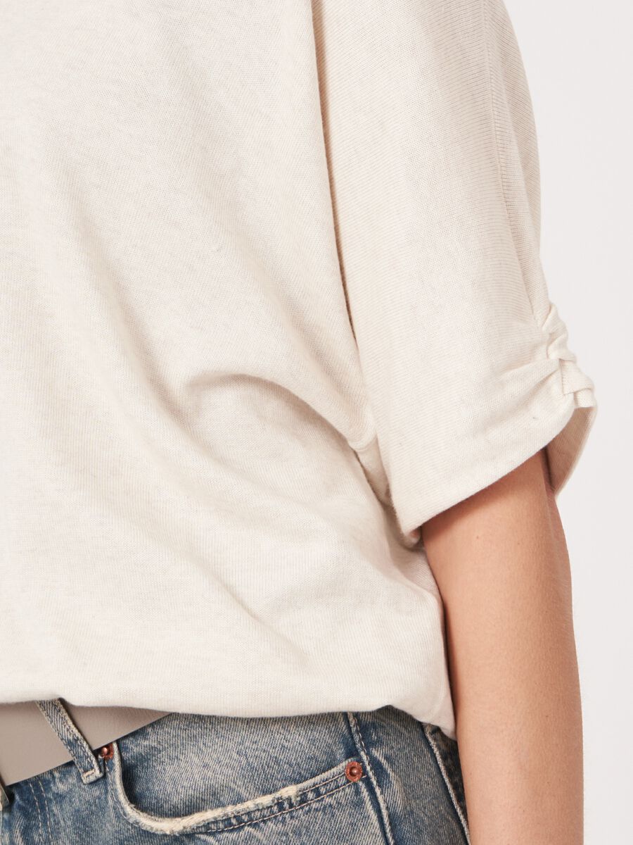 Loose fit cotton knit sweater wit elastic hem image number 3