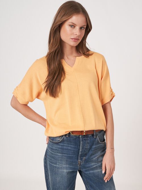 Loose fit katoenen trui met elastische zoom