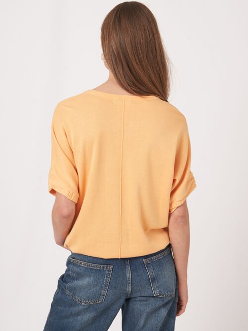 Loose fit katoenen trui met elastische zoom