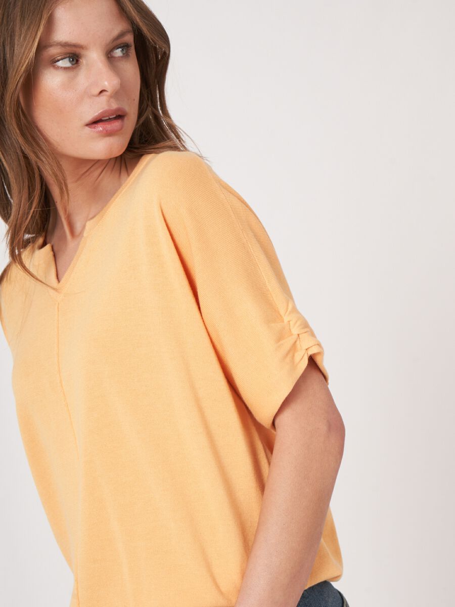 Loose fit katoenen trui met elastische zoom image number 2