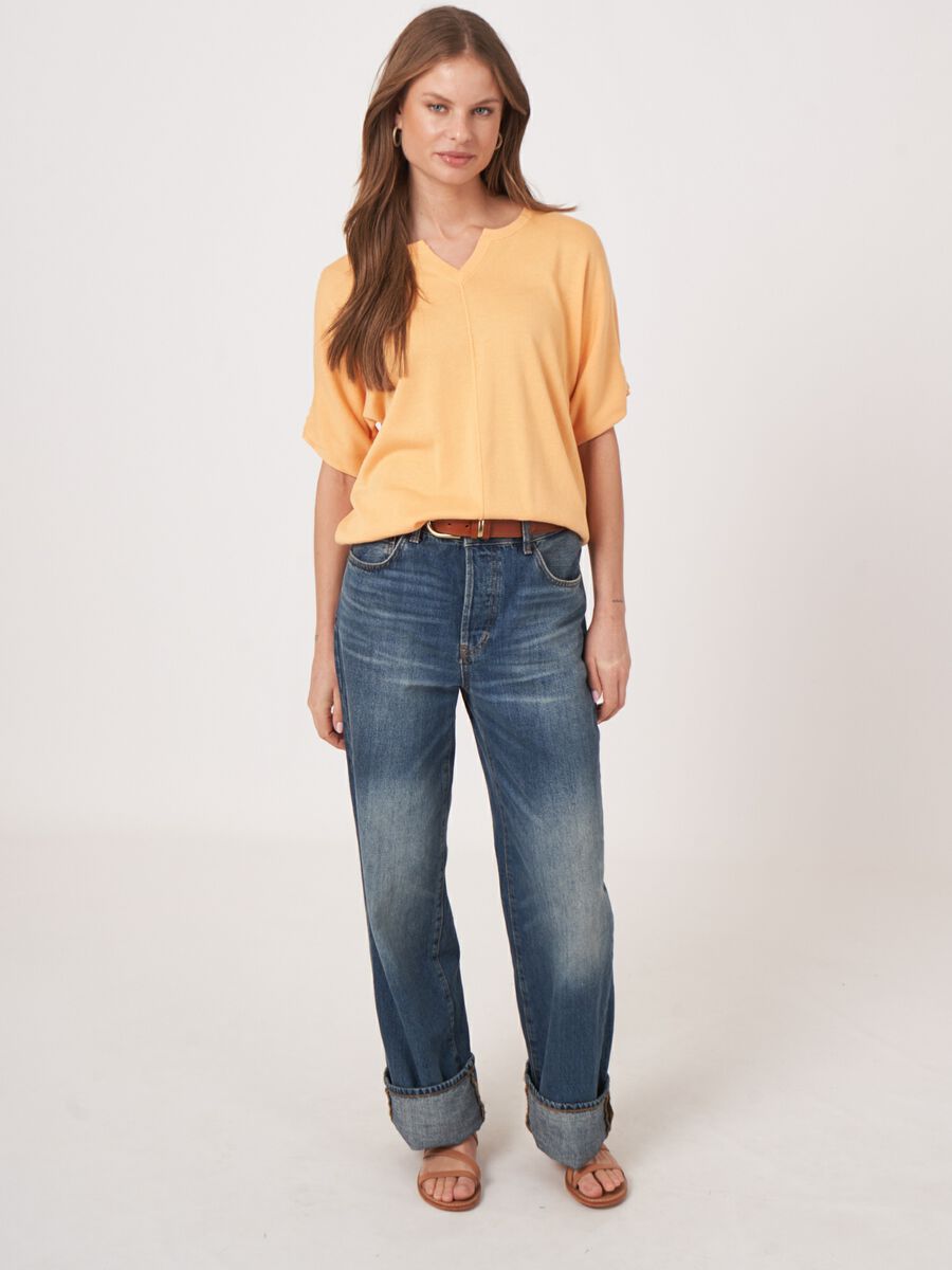 Loose fit katoenen trui met elastische zoom image number 4