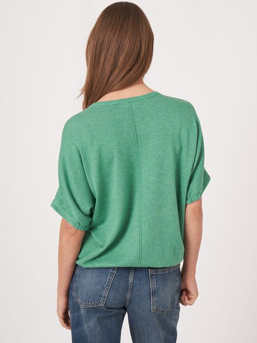 Loose fit katoenen trui met elastische zoom