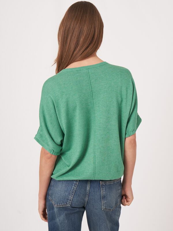 Loose fit cotton knit sweater wit elastic hem image number 1