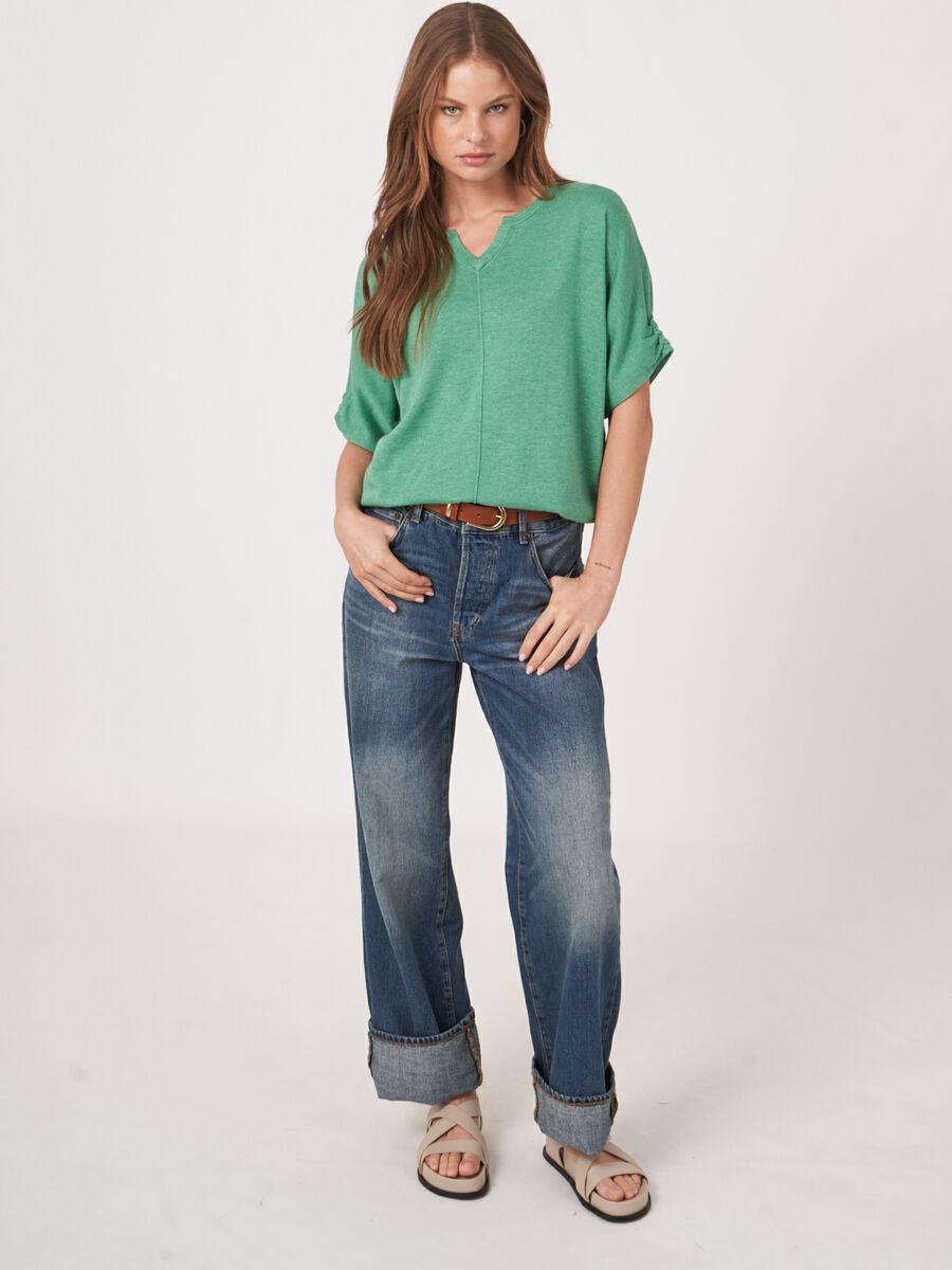 Loose fit katoenen trui met elastische zoom image number 4