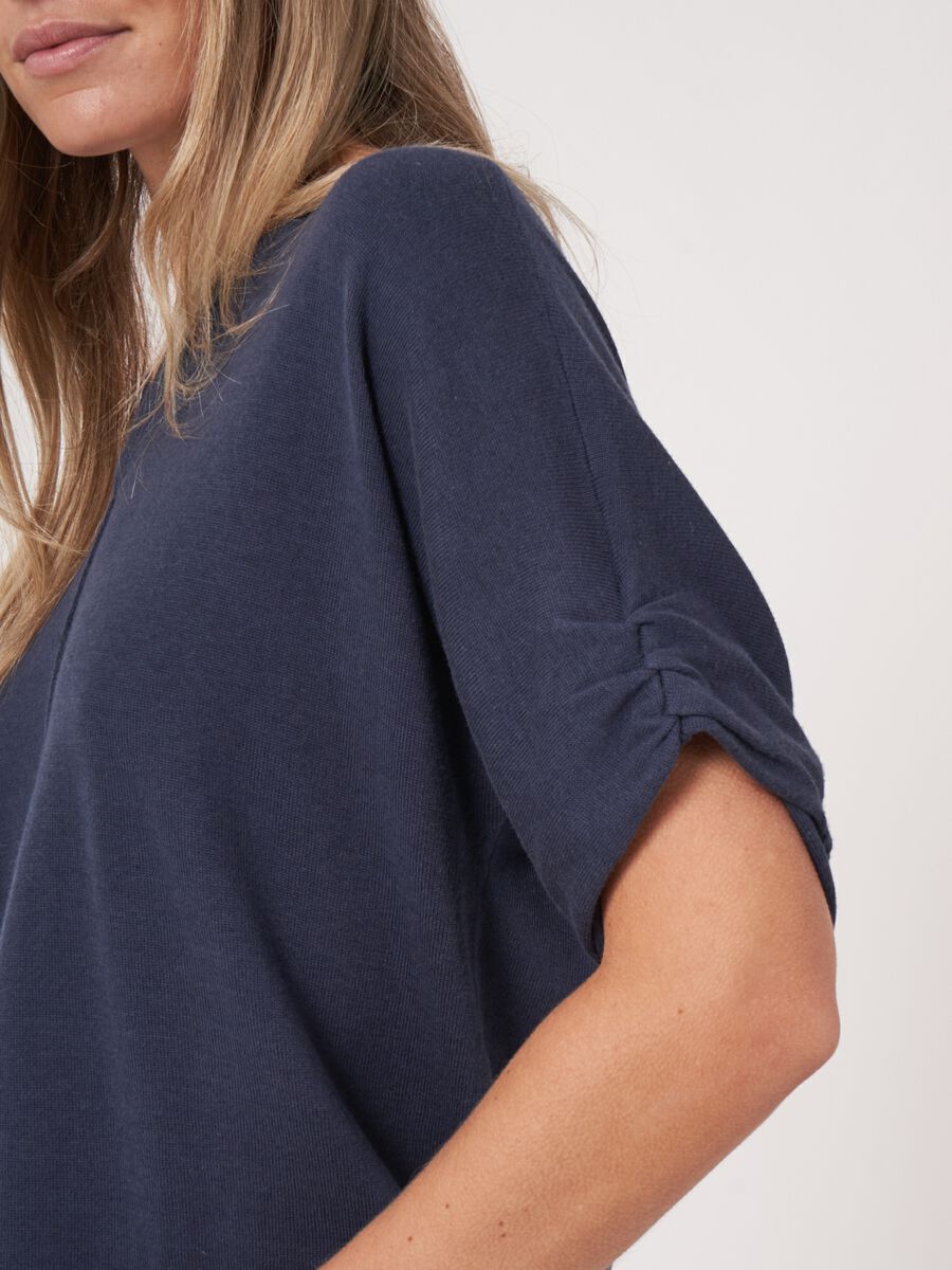 Loose fit katoenen trui met elastische zoom image number 3