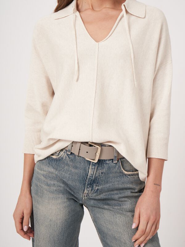 Polo-Kragen Pullover mit rundem Saum image number 2