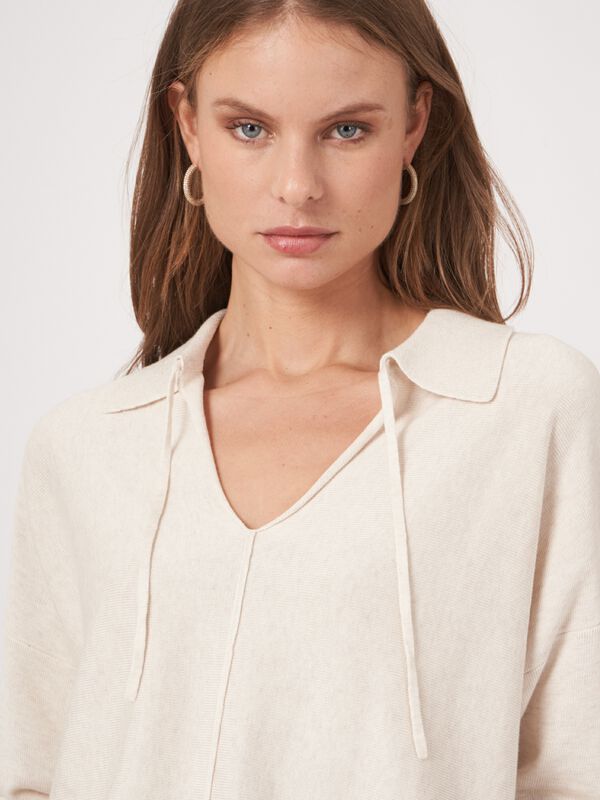 Polo-Kragen Pullover mit rundem Saum image number 3