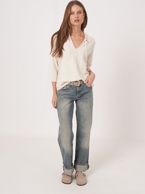 Polo-Kragen Pullover mit rundem Saum image number 4