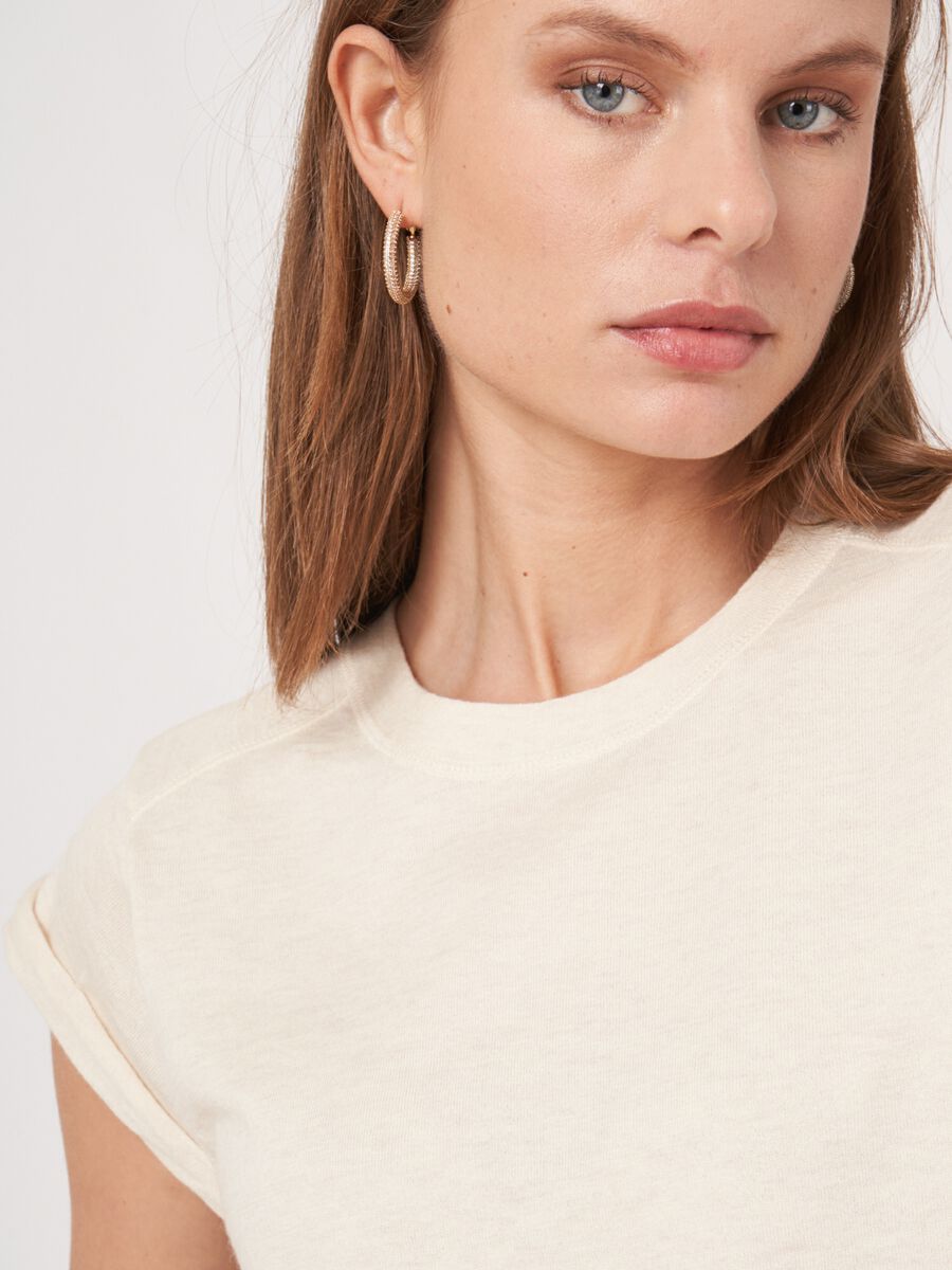 Cotton cashmere cap sleeve knitted top image number 3