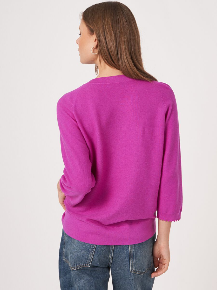 Gebreid vest met raglan mouwen met golvende zoom image number 1