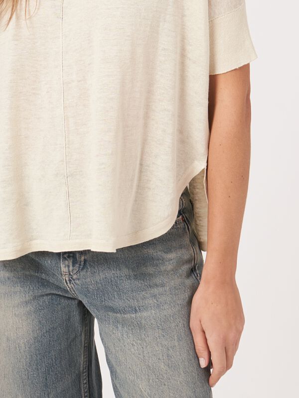 Pull poncho en pur lin avec ourlet arrondi image number 2