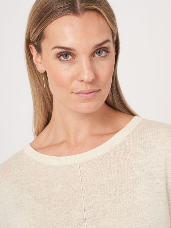 Pull poncho en pur lin avec ourlet arrondi image number 3