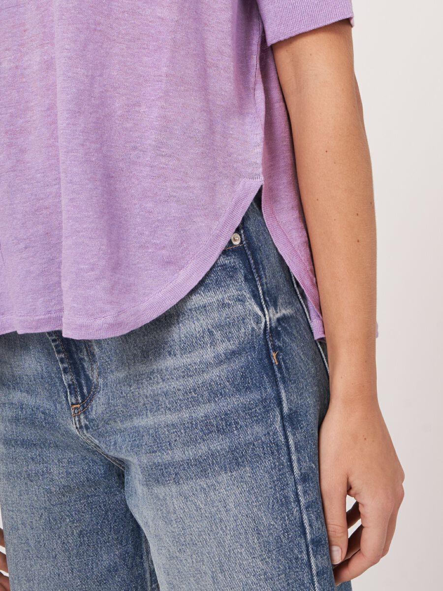 Poncho-trui met ronde zoom van zuiver linnen image number 2