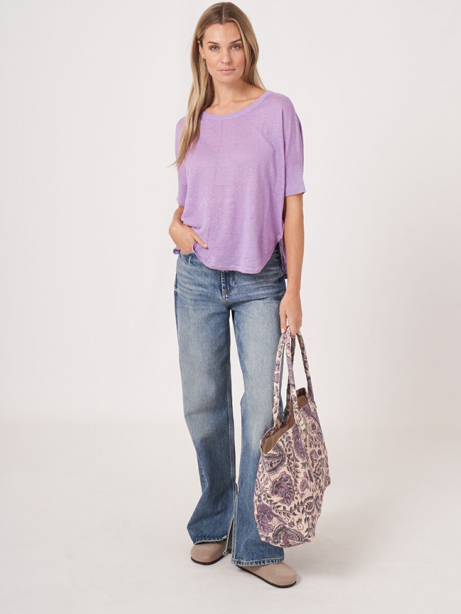 Poncho-trui met ronde zoom van zuiver linnen image number 4