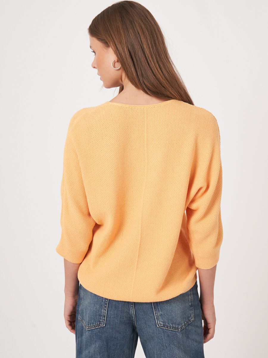 Katoenen gebreide V-hals trui met structuur image number 1