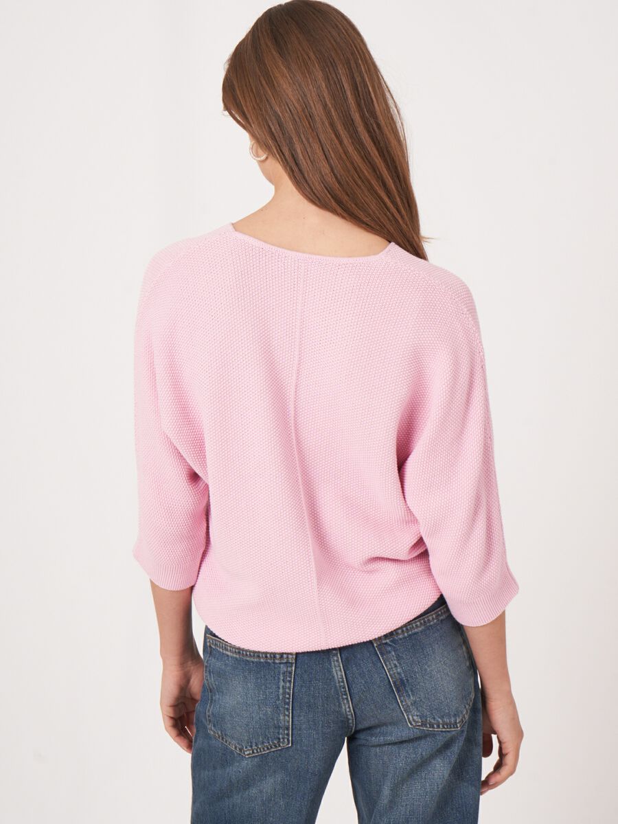 V-Ausschnitt-Pullover aus Texturiertem Baumwollstrick image number 1