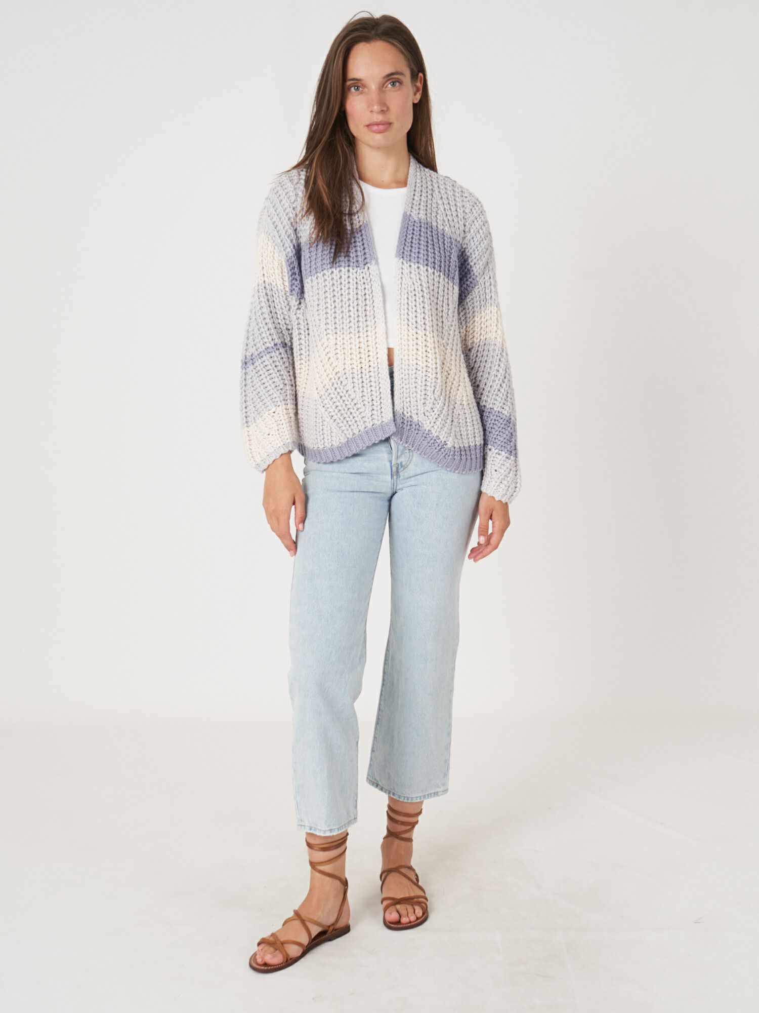 Produktbild von BJL Strickjacke Daen Lang Offene Knöpfen Grobstrickjacke Cardigan