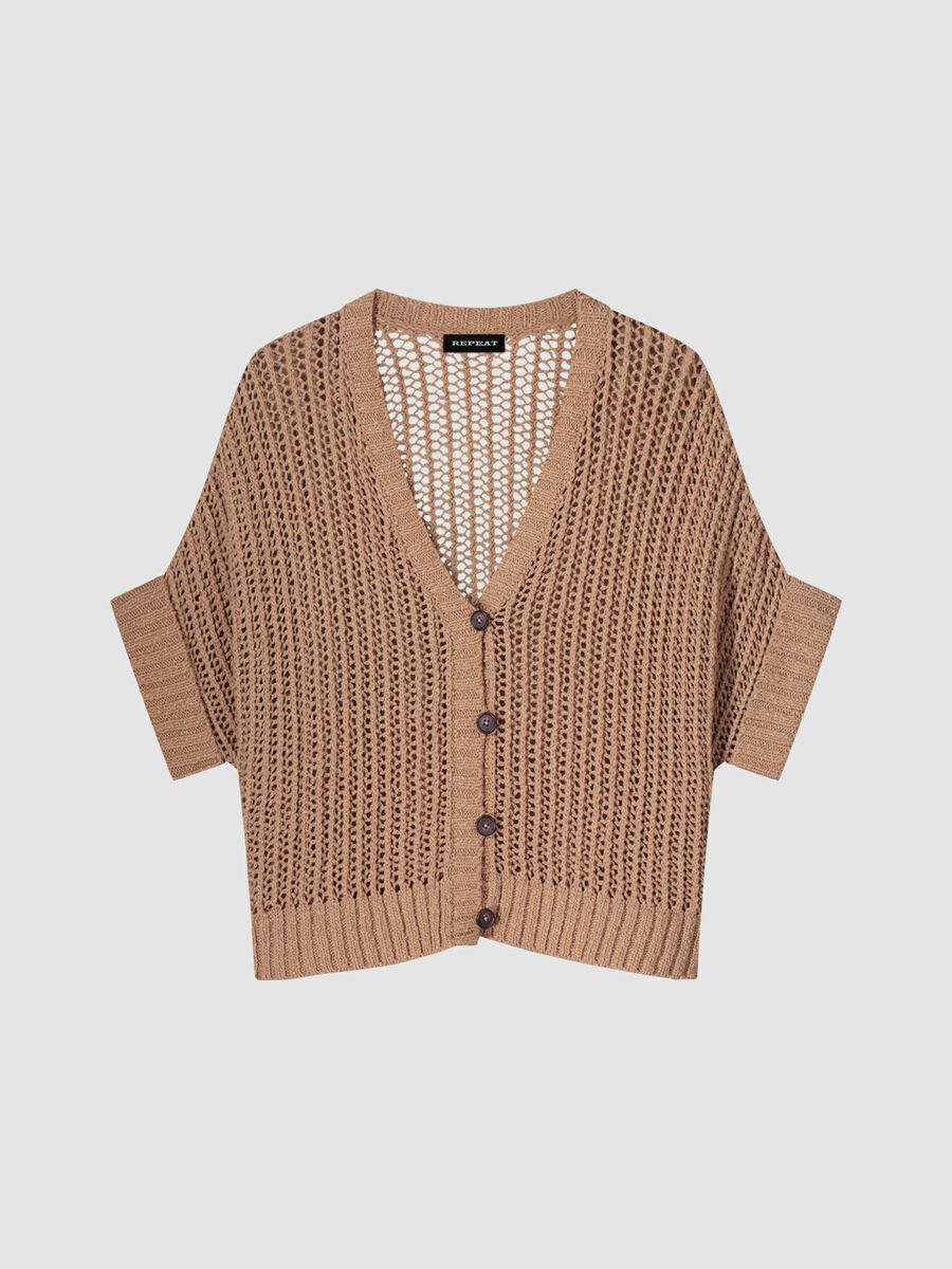 Oversized open knit cardigan with buttons image number 0