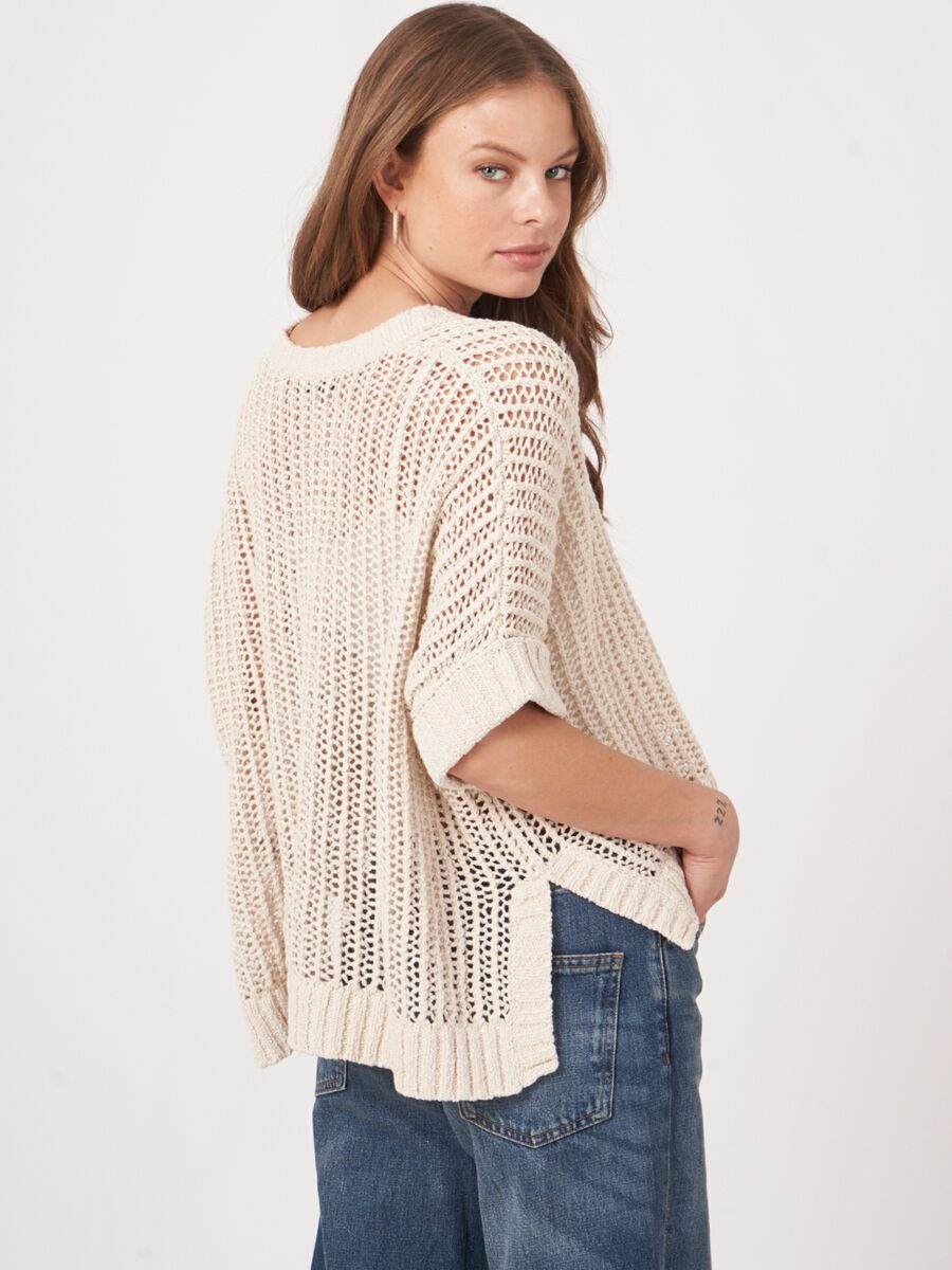 Oversized open knit cardigan with buttons image number 1